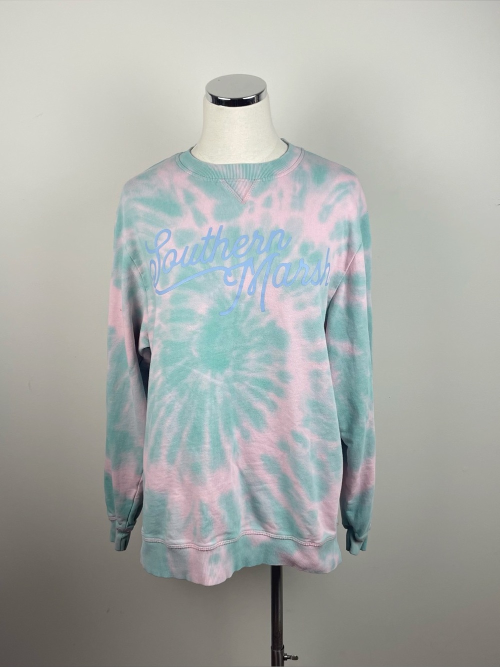 Southern Marsh Pink Green Tie Dye Bohemian Sweatshirt Top Women Small